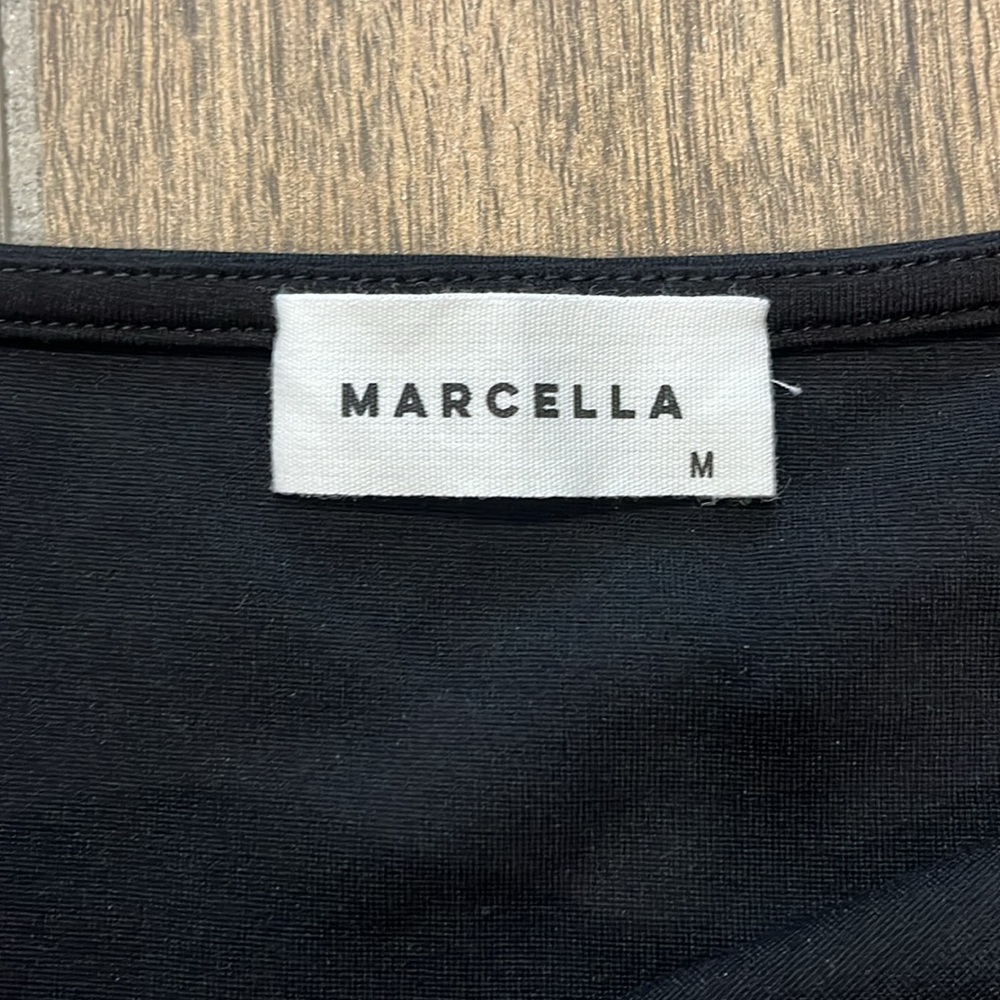 New! Marcella Manhattan One Shoulder Knit Gown Black Maxi Dress Size Medium - Picture 8 of 10